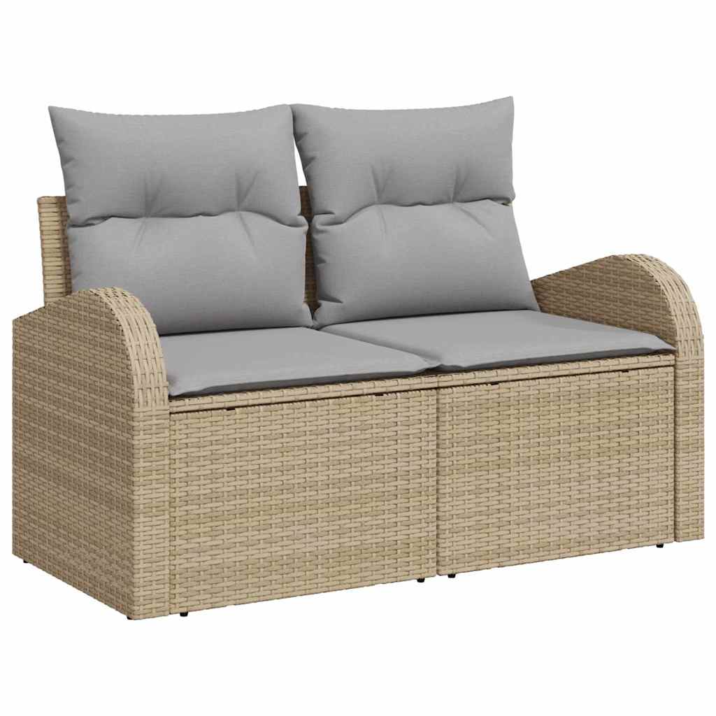 Garden Sofa Beige 124 x 62 x 69cm Poly Rattan