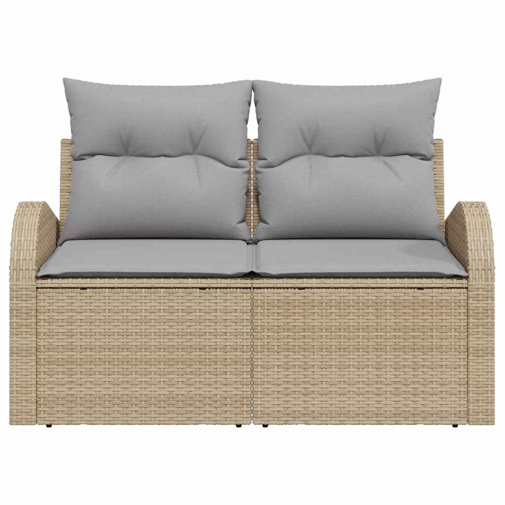 Garden Sofa Beige 124 x 62 x 69cm Poly Rattan