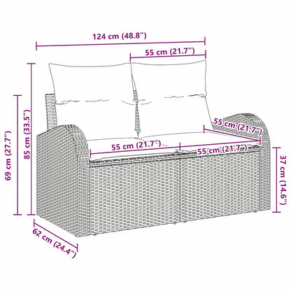 Garden Sofa Beige 124 x 62 x 69cm Poly Rattan