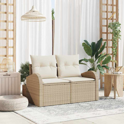 Garden Sofa Beige 124 x 62 x 69cm Poly Rattan
