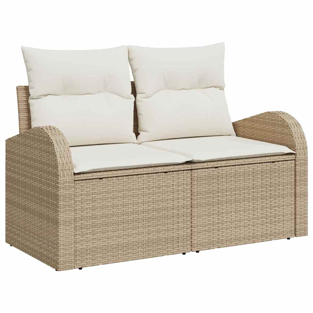 Garden Sofa Beige 124 x 62 x 69cm Poly Rattan