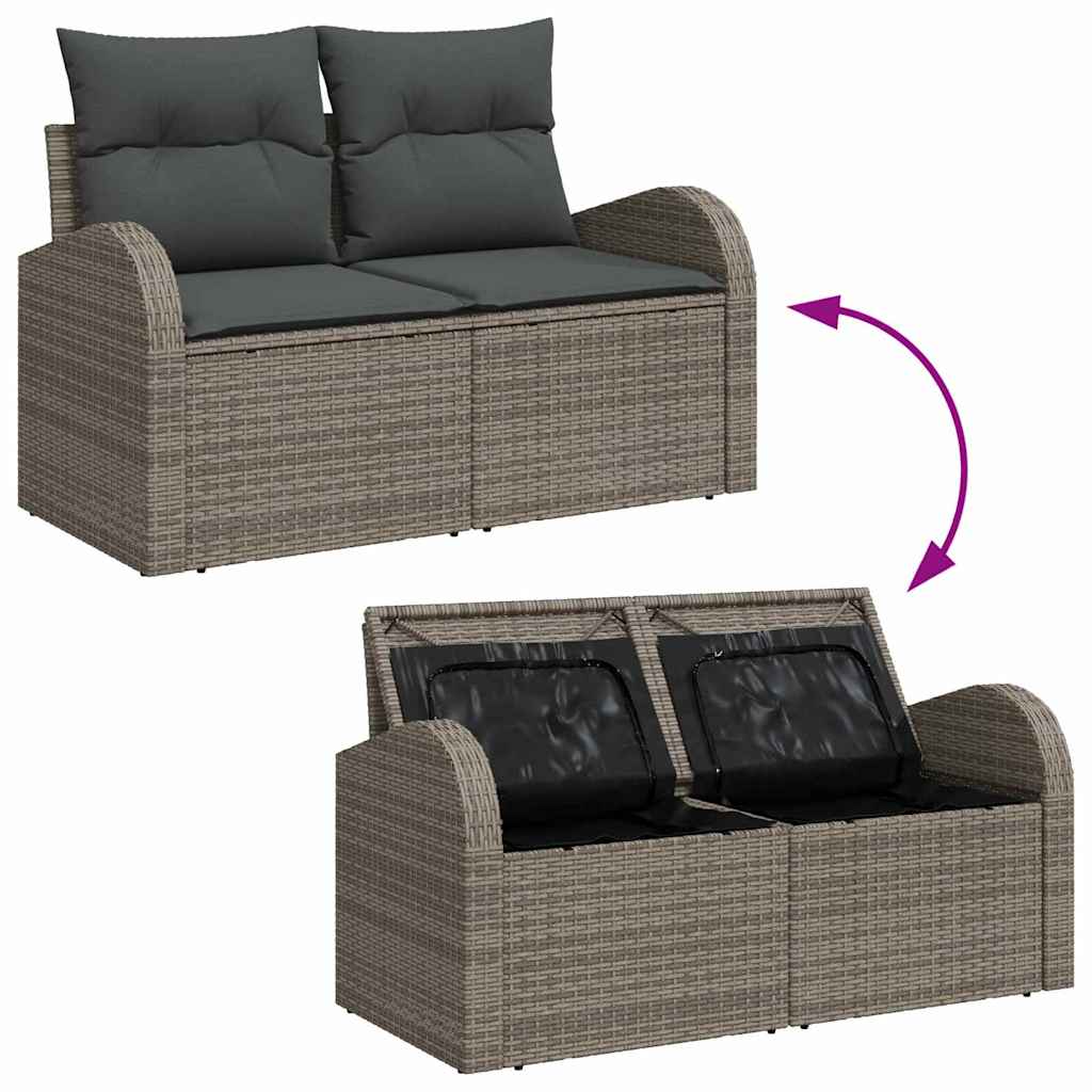 Garden Sofa Grey 124 x 62 x 69cm Poly Rattan