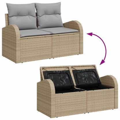 Garden Sofa Beige 124 x 62 x 69cm Poly Rattan