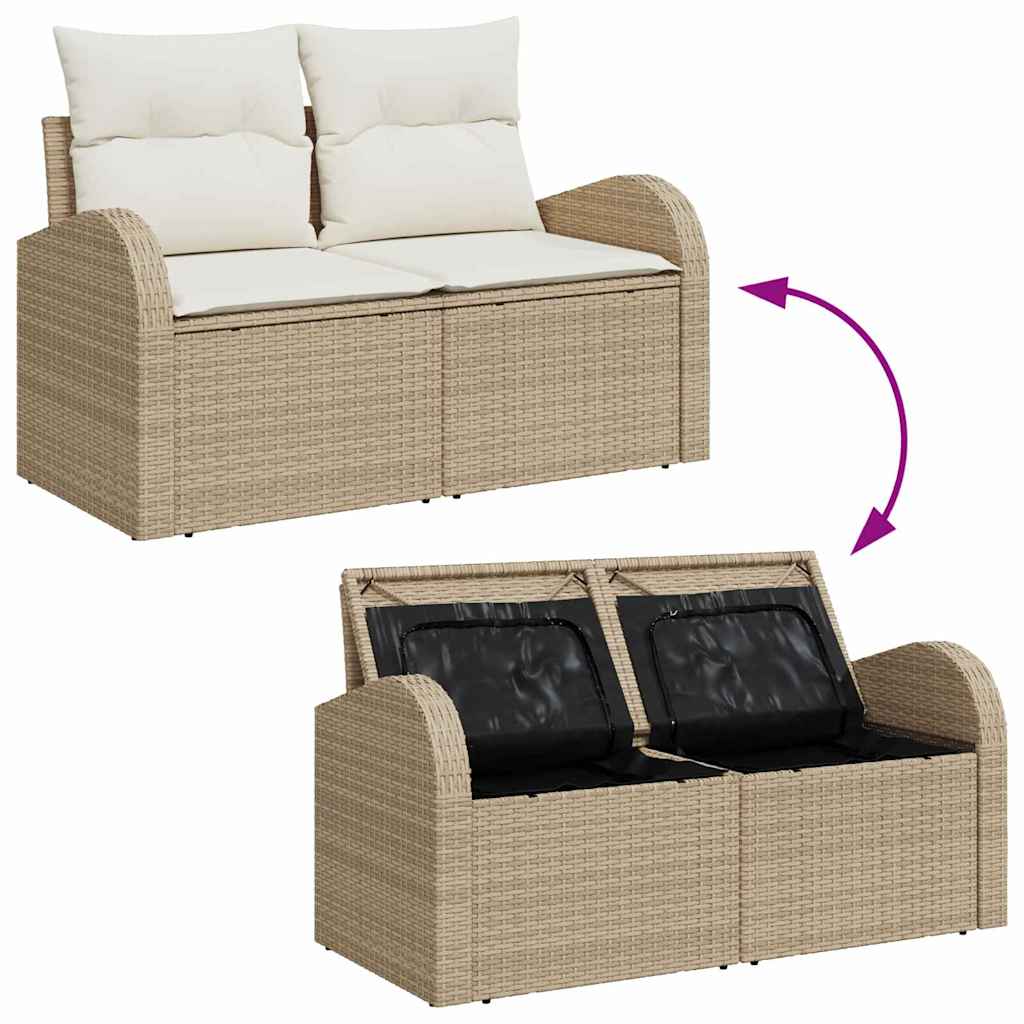 Garden Sofa Beige 124 x 62 x 69cm Poly Rattan