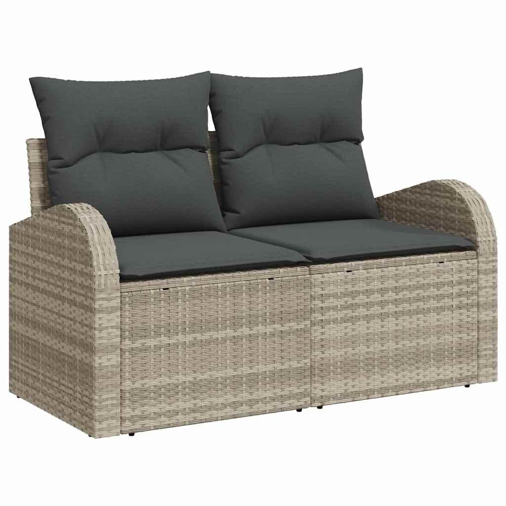 Garden Sofa Light Grey 124 x 62 x 69cm Poly Rattan