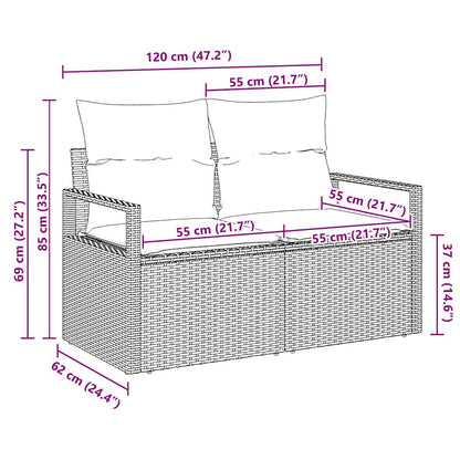 Garden Sofa Grey 120 x 62 x 69cm Poly Rattan