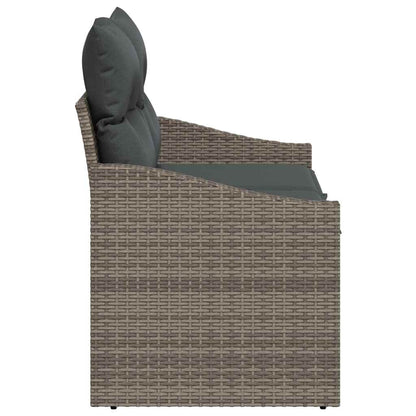 Garden Sofa with Cushion Grey 123 x 62 x 69cm Poly Rattan
