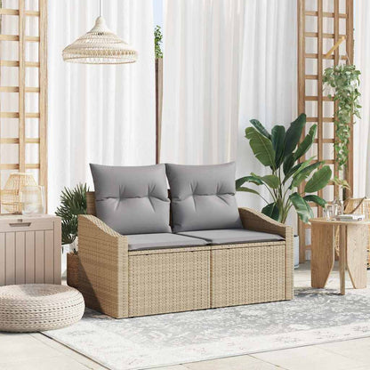 Garden Sofa with Cushion Beige 123 x 62 x 69cm Poly Rattan
