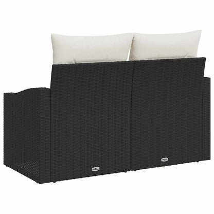 Garden Sofa with Cushion Black 123 x 62 x 69cm Poly Rattan