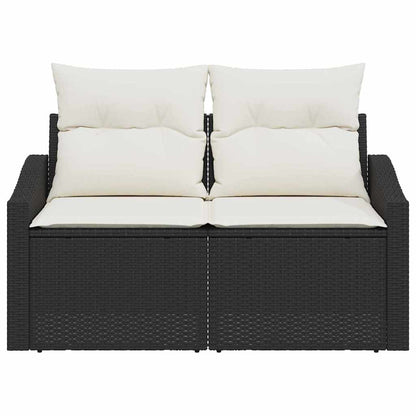 Garden Sofa with Cushion Black 123 x 62 x 69cm Poly Rattan