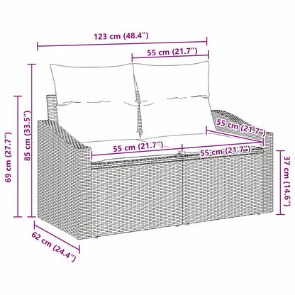 Garden Sofa with Cushion Black 123 x 62 x 69cm Poly Rattan