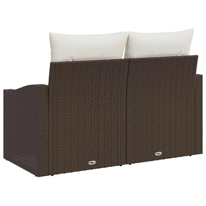 Garden Sofa with Cushion Brown 123 x 62 x 69cm Poly Rattan