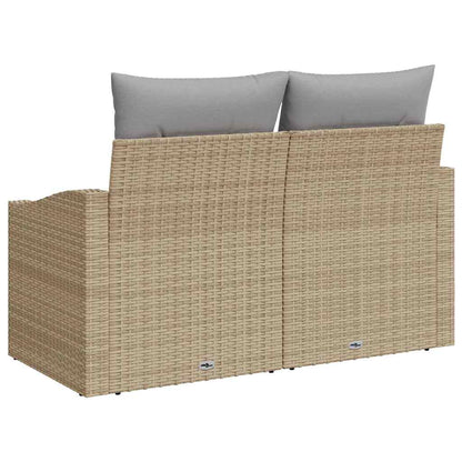 Garden Sofa with Cushion Beige 123 x 62 x 69cm Poly Rattan