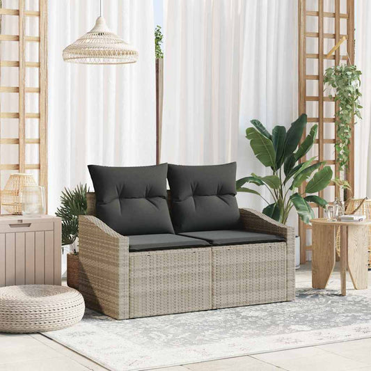 Garden Sofa with Cushion Grey 123 x 62 x 69cm Poly Rattan