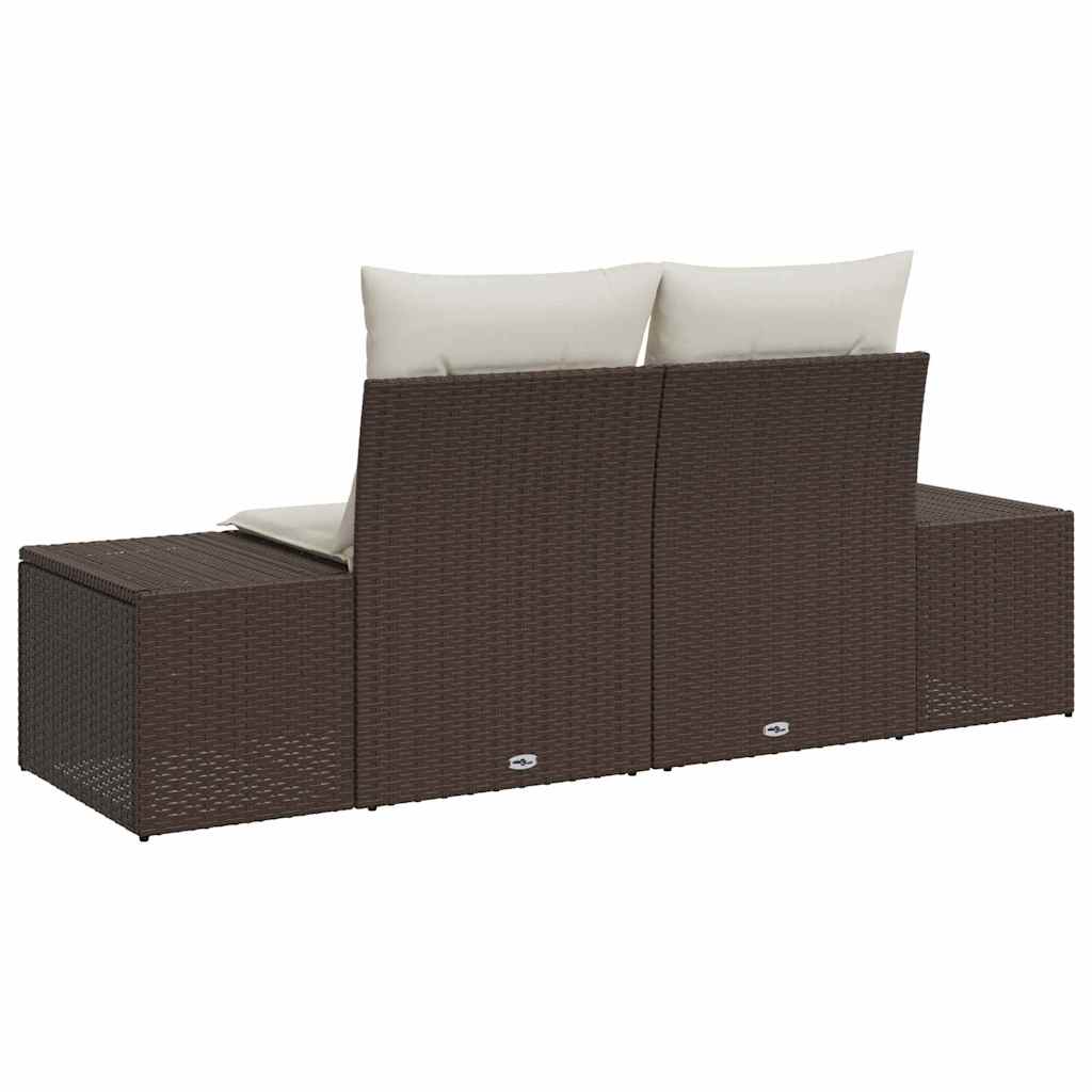 Garden Sofa with Cushion Brown 123 x 62 x 69cm Poly Rattan