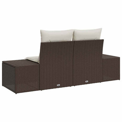 Garden Sofa with Cushion Brown 123 x 62 x 69cm Poly Rattan