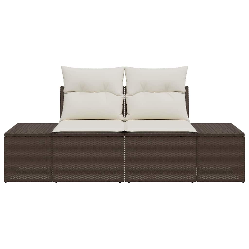 Garden Sofa with Cushion Brown 123 x 62 x 69cm Poly Rattan