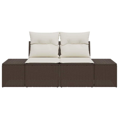 Garden Sofa with Cushion Brown 123 x 62 x 69cm Poly Rattan