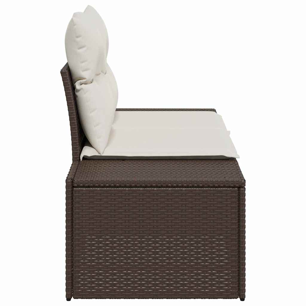 Garden Sofa with Cushion Brown 123 x 62 x 69cm Poly Rattan
