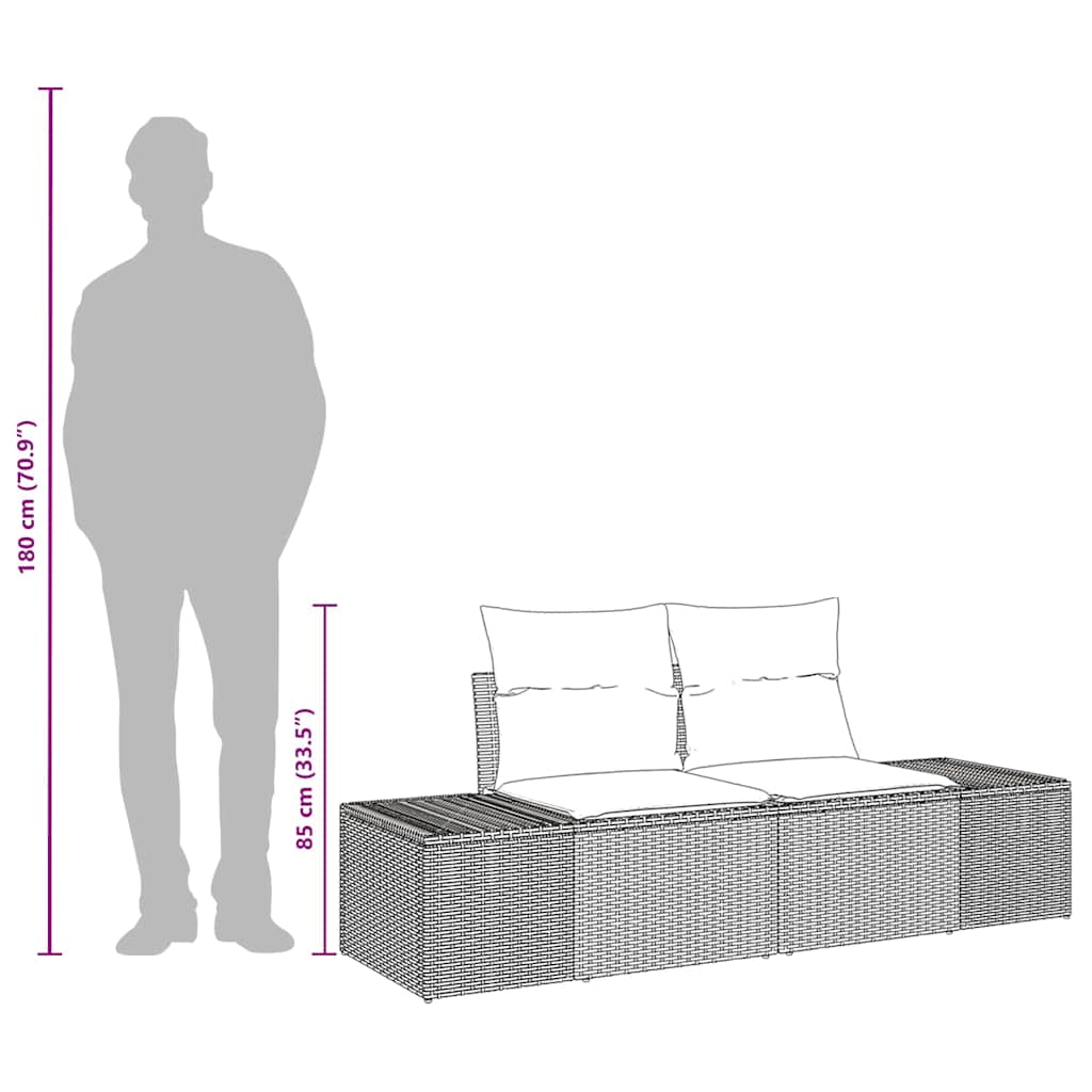 Garden Sofa with Cushion Brown 123 x 62 x 69cm Poly Rattan