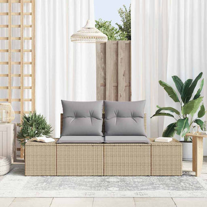 Garden Sofa with Cushion Beige 123 x 62 x 69cm Poly Rattan