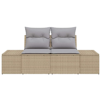 Garden Sofa with Cushion Beige 123 x 62 x 69cm Poly Rattan