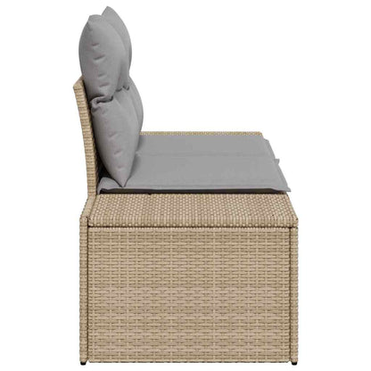 Garden Sofa with Cushion Beige 123 x 62 x 69cm Poly Rattan
