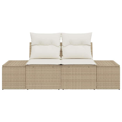 Garden Sofa with Cushion Beige 123 x 62 x 69cm Poly Rattan