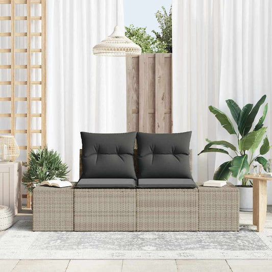 Garden Sofa with Cushion Grey 123 x 62 x 69cm Poly Rattan