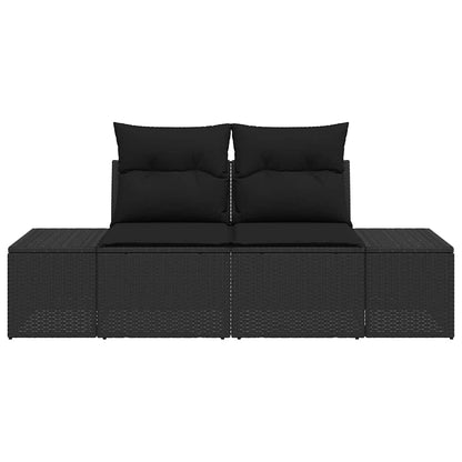 Garden Sofa with Cushion Black 123 x 62 x 69cm Poly Rattan