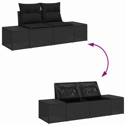 Garden Sofa with Cushion Black 123 x 62 x 69cm Poly Rattan