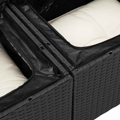 Garden Sofa Black 184 x 62 x 85cm Poly Rattan