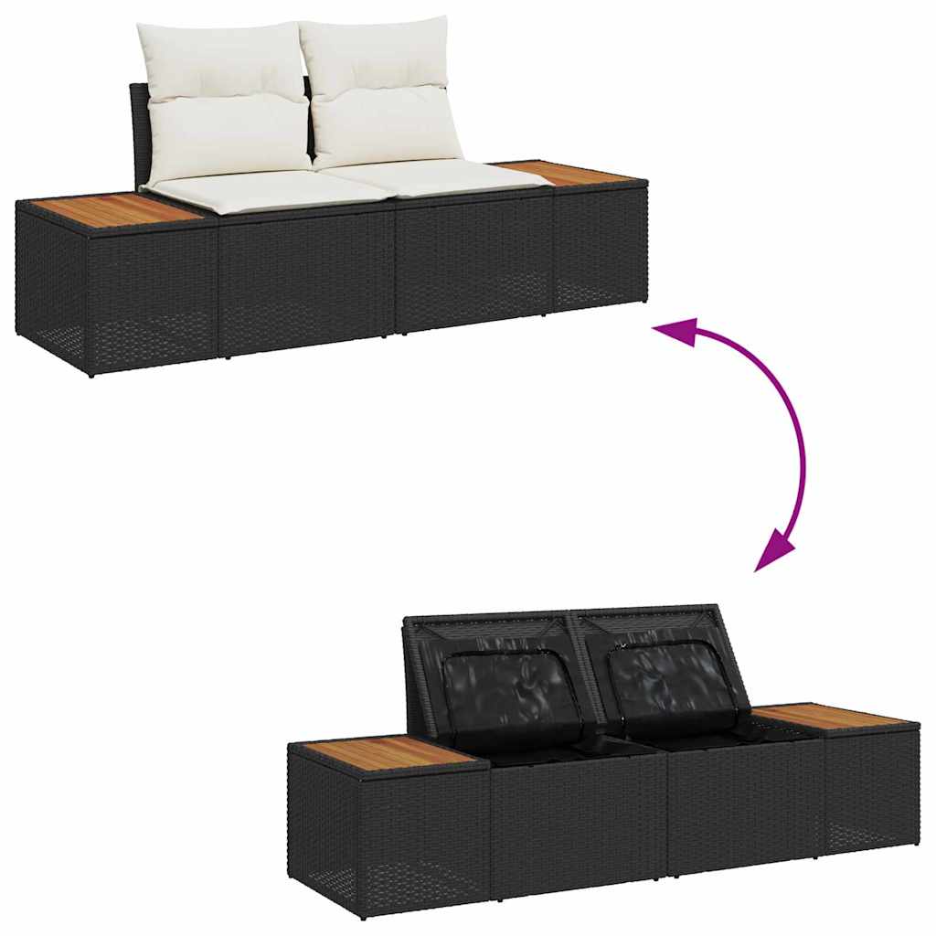 Garden Sofa Black 184 x 62 x 85cm Poly Rattan