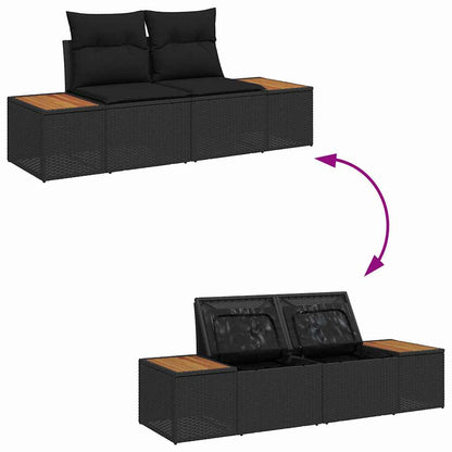 Garden Sofa Black 184 x 62 x 85cm Poly Rattan
