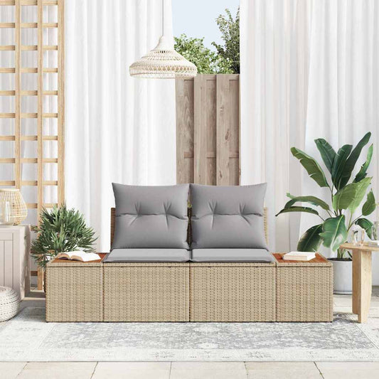 Garden Sofa Beige 184 x 62 x 85cm Poly Rattan