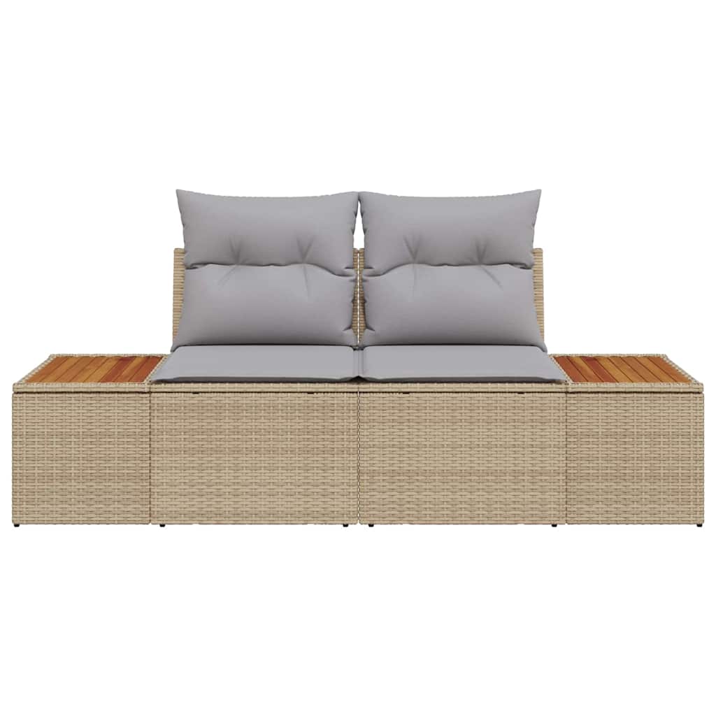 Garden Sofa Beige 184 x 62 x 85cm Poly Rattan
