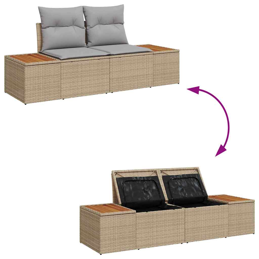 Garden Sofa Beige 184 x 62 x 85cm Poly Rattan