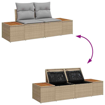 Garden Sofa Beige 184 x 62 x 85cm Poly Rattan
