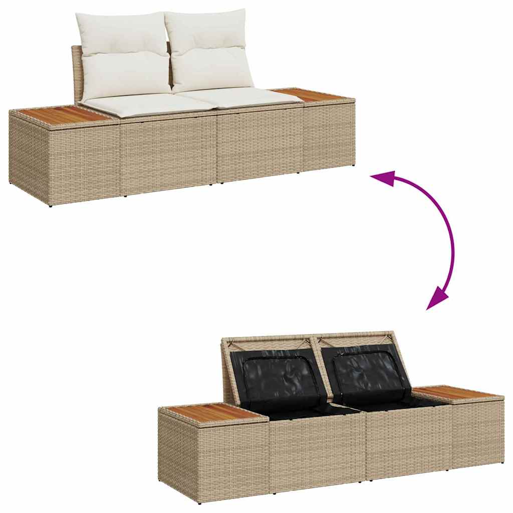 Garden Sofa Beige 184 x 62 x 85cm Poly Rattan