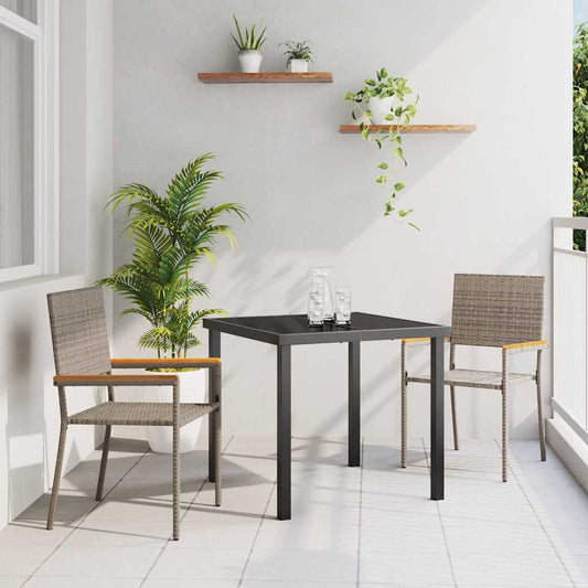 Garden Stacking Chairs 2 pcs Grey and Brown