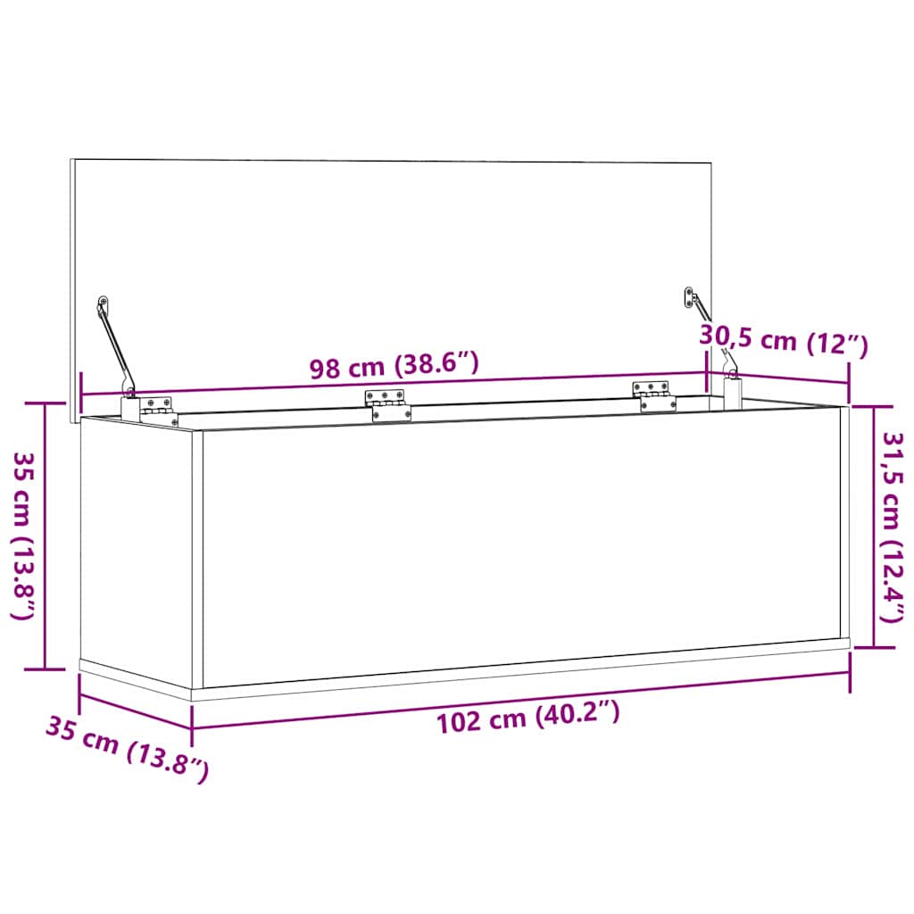 Storage Box Artisan Oak 102 x 35 x 35 cm Engineered Wood