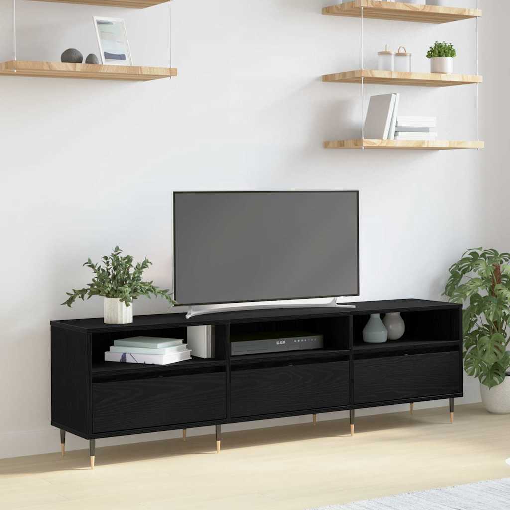 TV Cabinet Black Oak 150 x 30 x 45 cm Engineered Wood