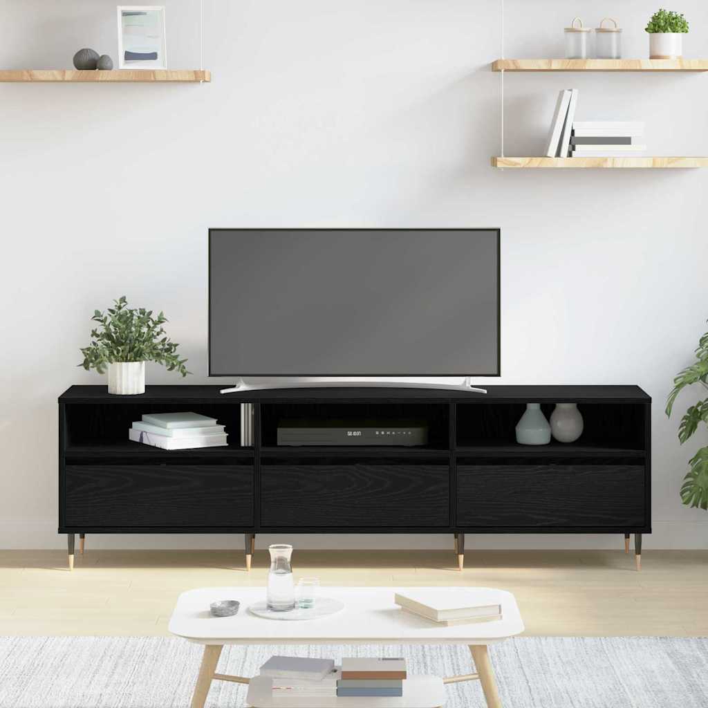 TV Cabinet Black Oak 150 x 30 x 45 cm Engineered Wood
