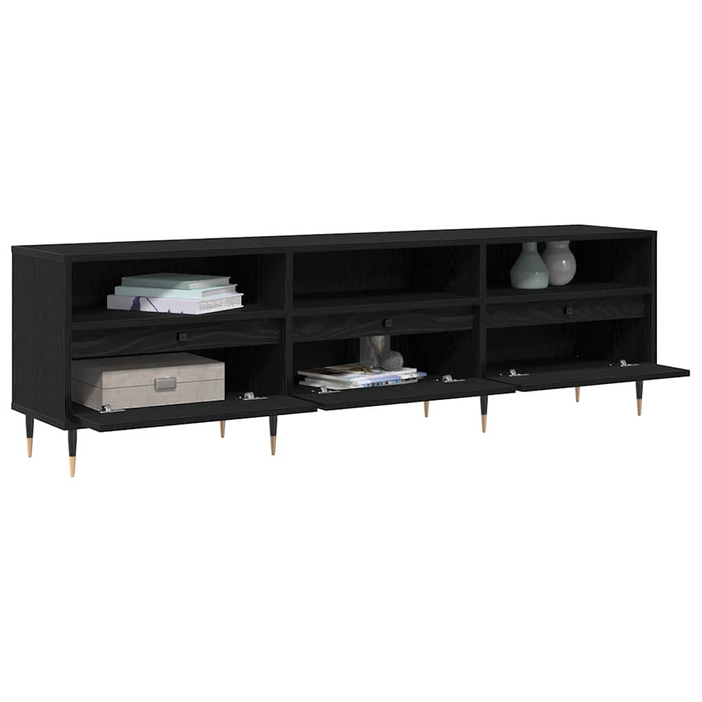 TV Cabinet Black Oak 150 x 30 x 45 cm Engineered Wood