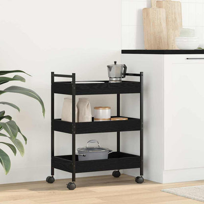 Kitchen Trolley Black oak 50 x 30 x 70 cm Engineered Wood