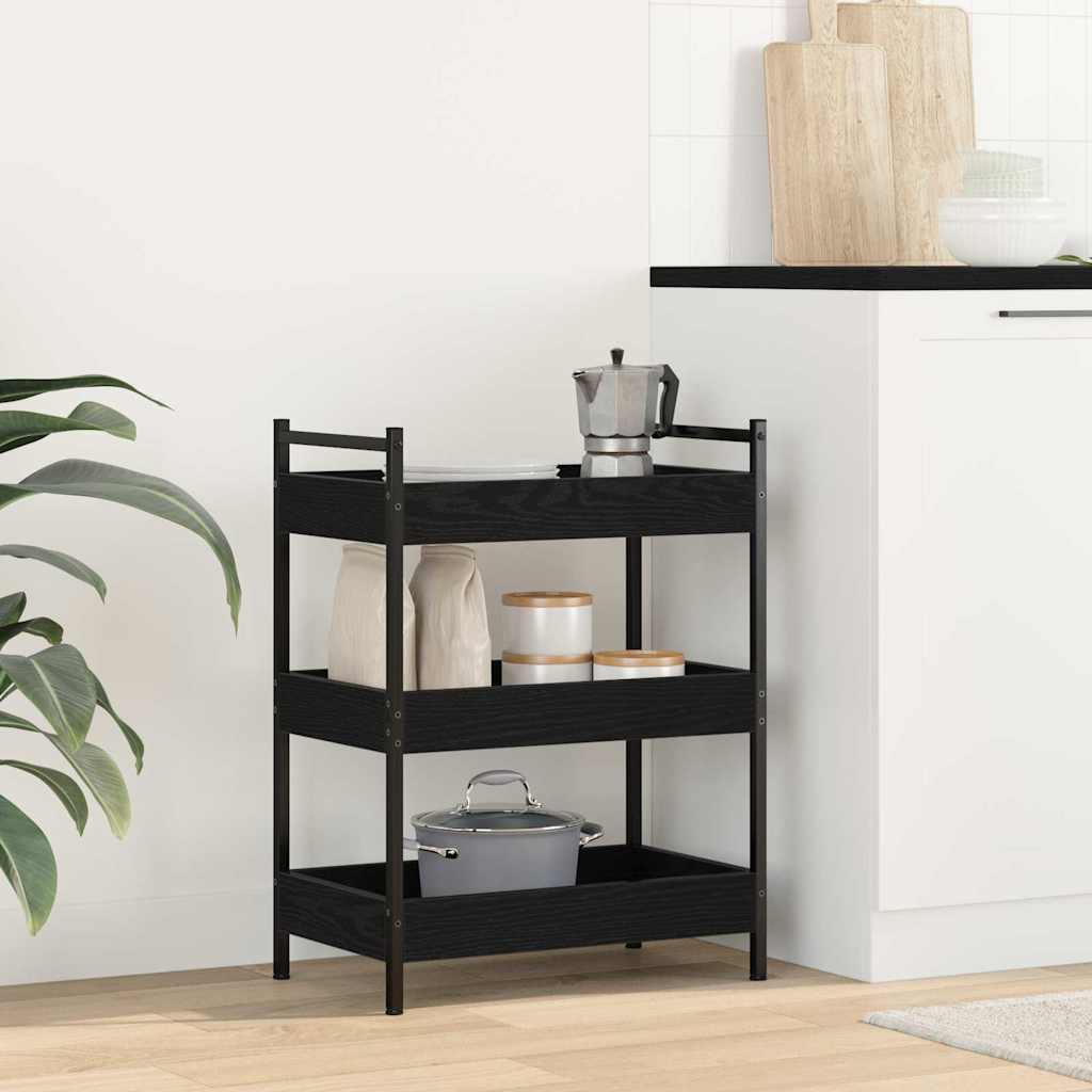 Kitchen Trolley Black oak 50 x 30 x 70 cm Engineered Wood