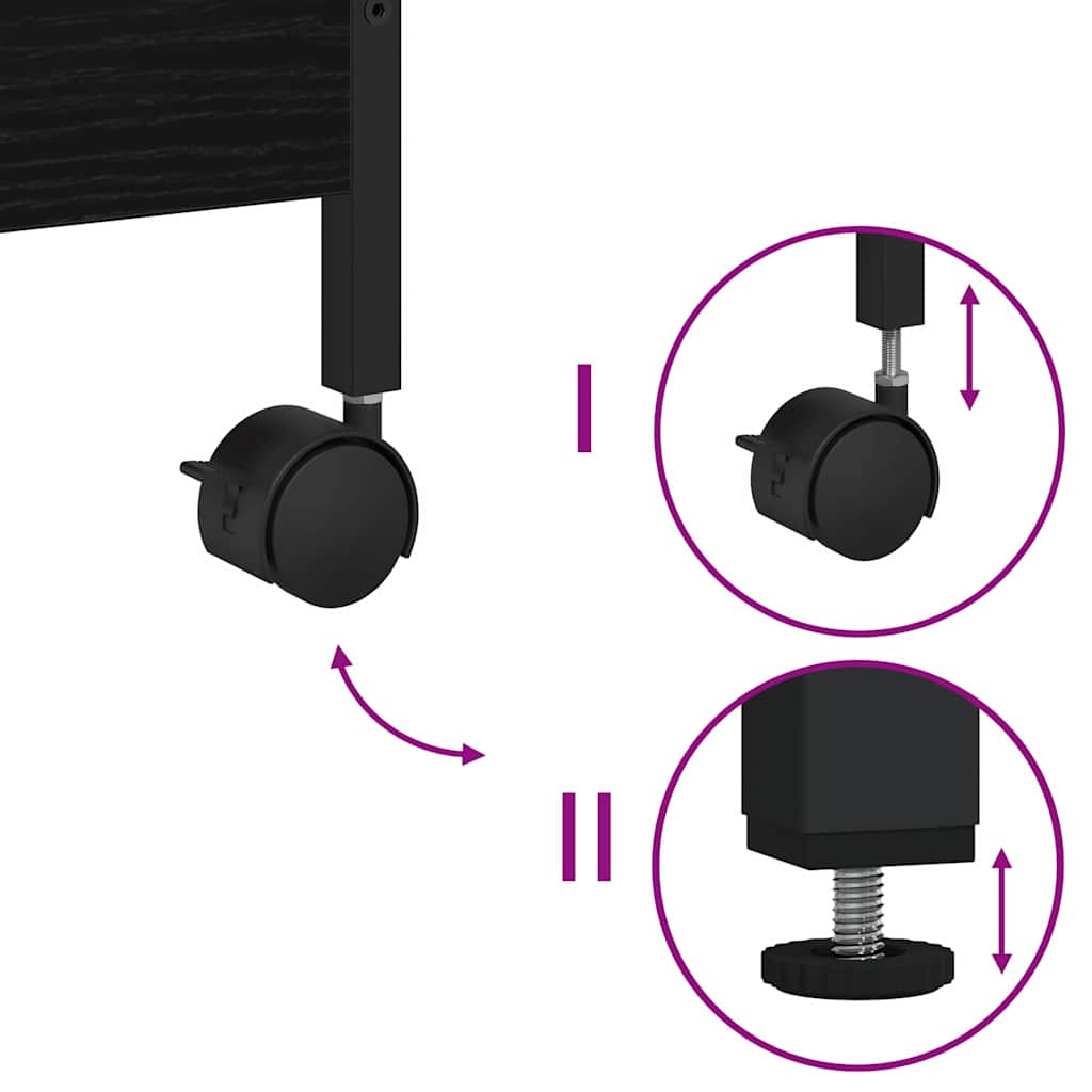 Kitchen Trolley Black oak 50 x 30 x 70 cm Engineered Wood