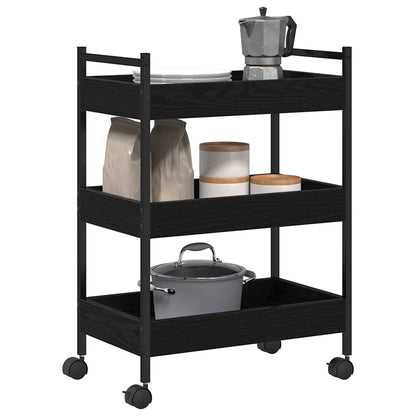 Kitchen Trolley Black oak 50 x 30 x 70 cm Engineered Wood