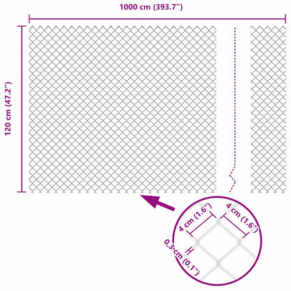 Chain Link Fence Grey 10 x 1.2 m Steel