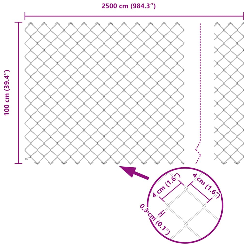 Chain Link Fence Grey 25 x 1 m Steel
